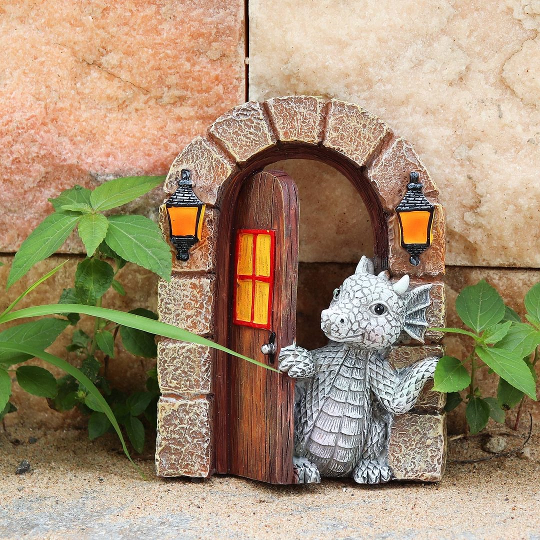 Meditation Dragon Resin Statue Cute Yard Garden Sculpture Decoration