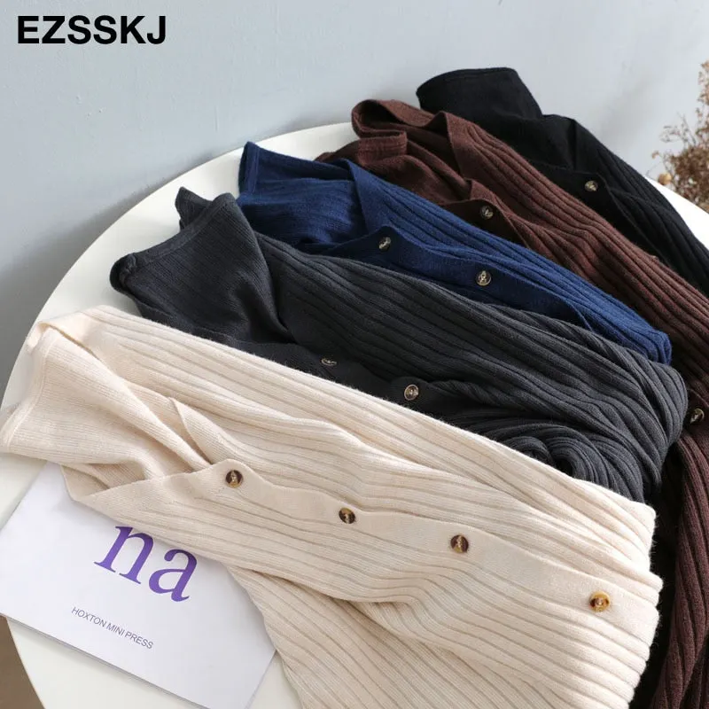 autumn winter v-neck STRAIGHT sweater dress chic oversize loose knit dress women long dress Female  chic sweater maixt dress