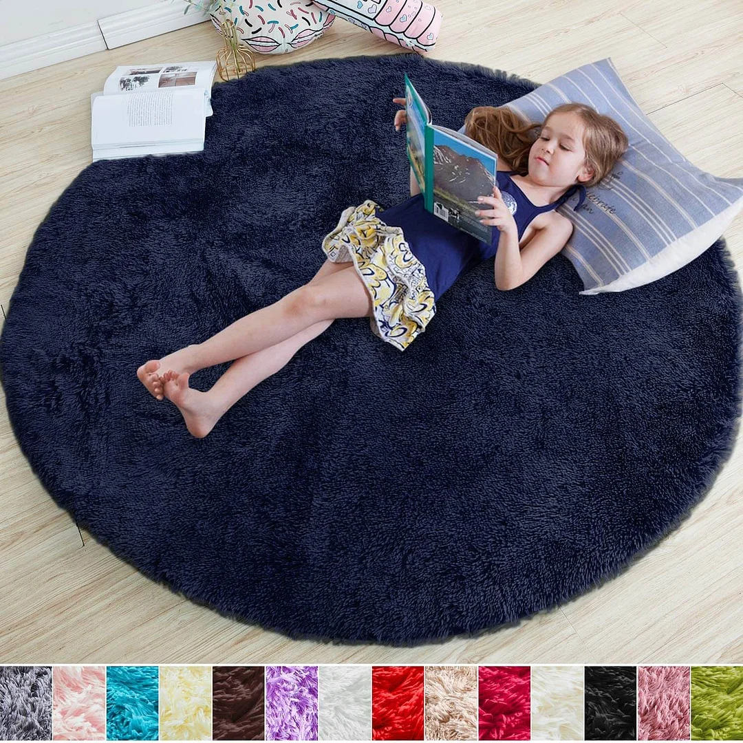 Fluffy Round Rug ,Machine Washable Carpet 