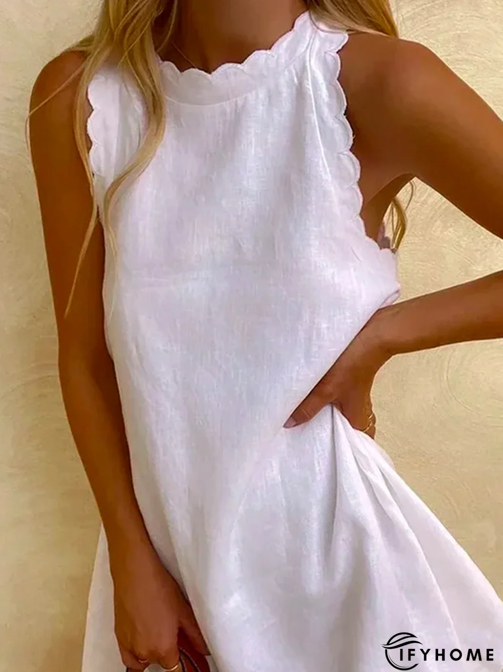 Casual Cotton Loosen Short sleeve Woven Dress | IFYHOME