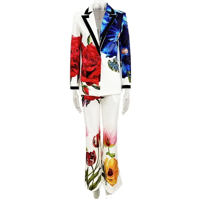 Nigikala Nigikala New Star Temperament Fashion Digital Print Casual Suit Trousers Set Two Sets