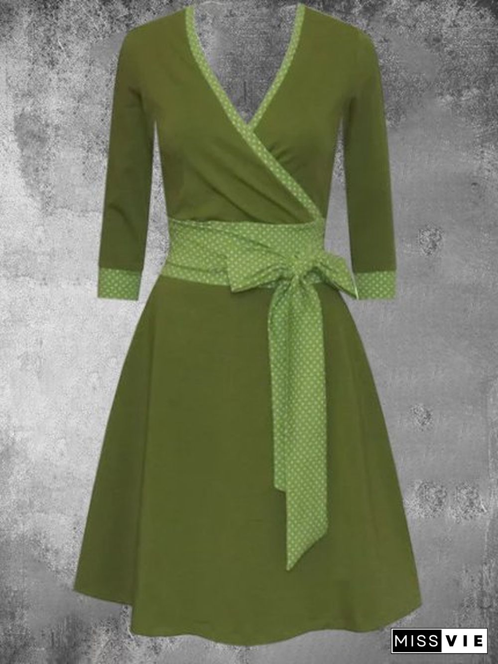 V Neck Cotton-Blend Casual Knitting Dress