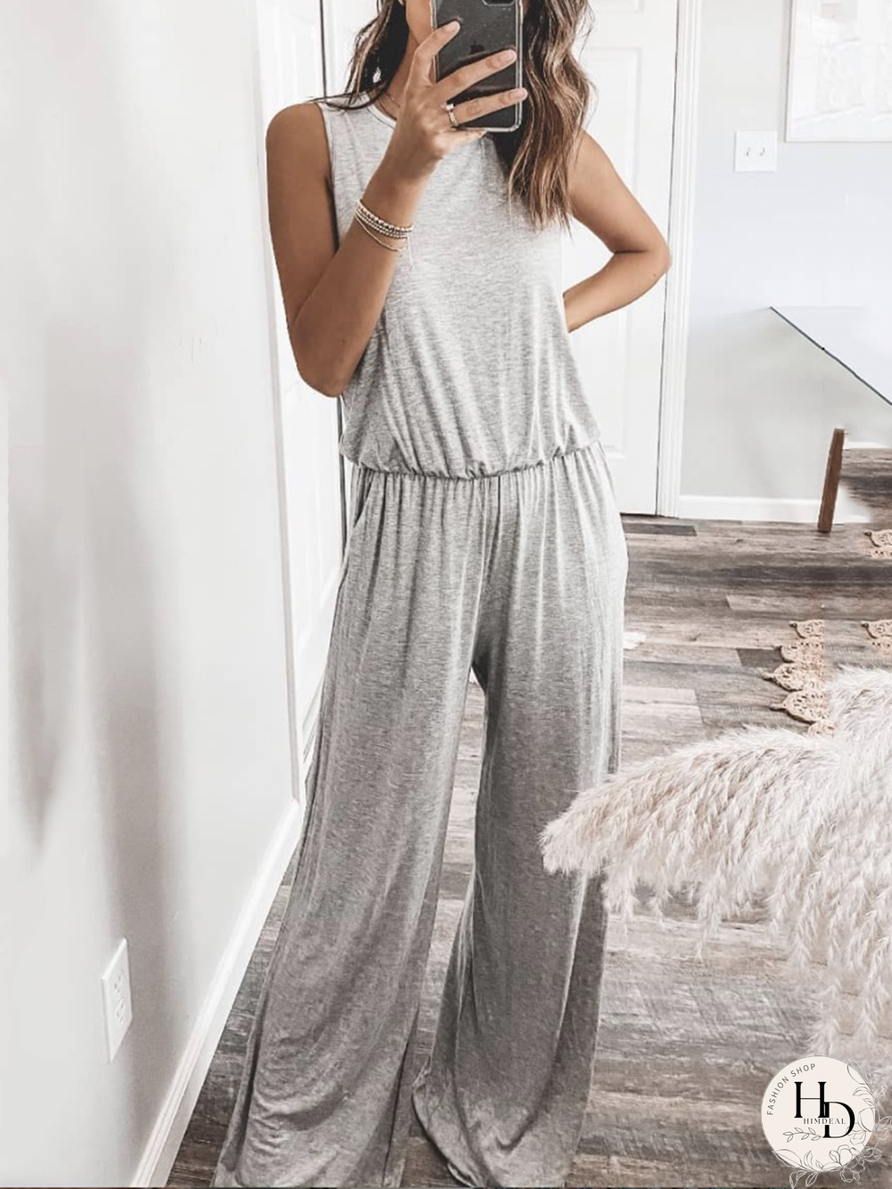 Crew Neck Sleeveless Jumpsuit & Romper