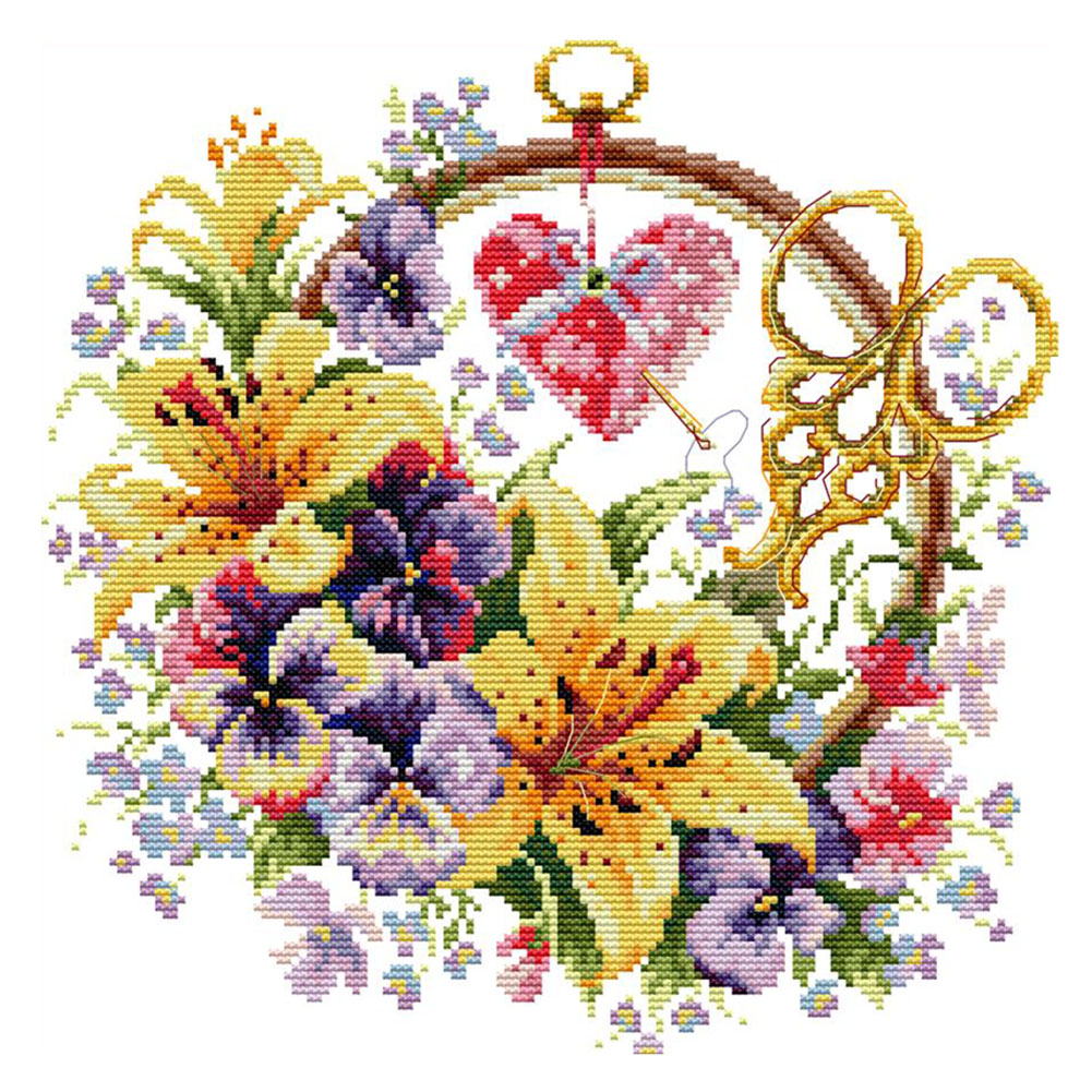 

Lily Basket - 11CT Stamped Cross Stitch - 40*40CM, 501 Original