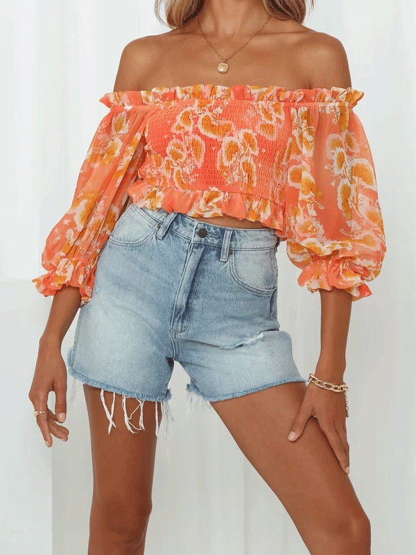 Off shoulder floral top