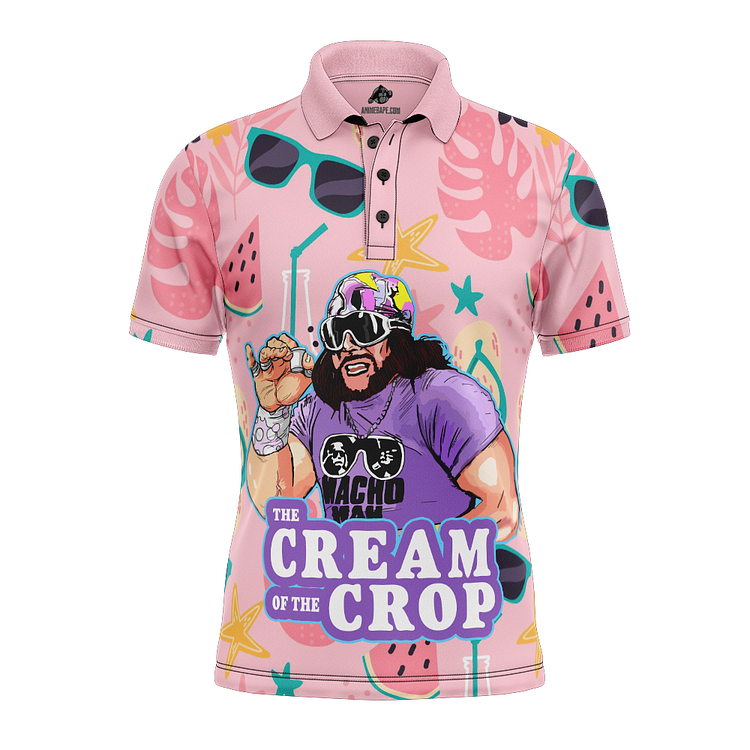 The Cream of the Crop Pro Wrestling Pink Tropical V3 Polo Shirt