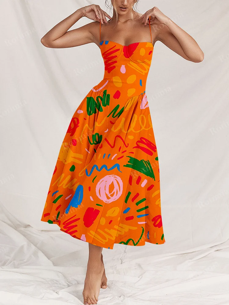 Gorgeous Geometric Print Sling Dress