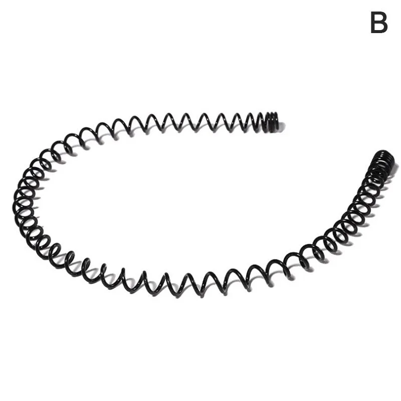 1/2PCS Boys Girls Black Metal Waved Style Holiday Sports Hairband Solid Men Women Unisex Hair Band Casual Adult Headwear New