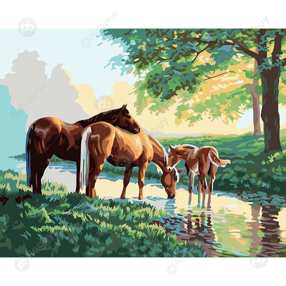 

40*50CM Paint By Numbers-Three Horses, 501 Original