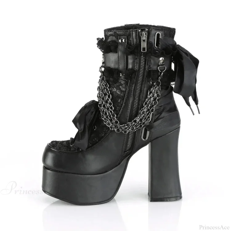 Connected Lacing Up Ribbon Gothic Tall Heel