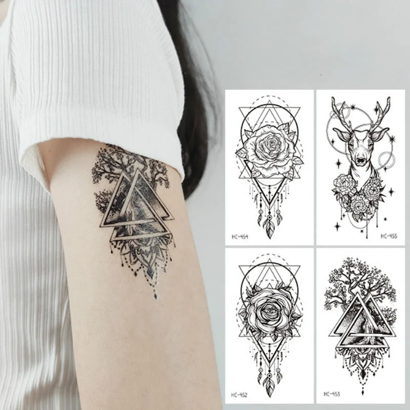 Small Sexy Lips Leaf Black Cartoon Temporary Tattoo Cute Star Tattoo Sticker Love Women Body Finger Art Waterproof Tatoo