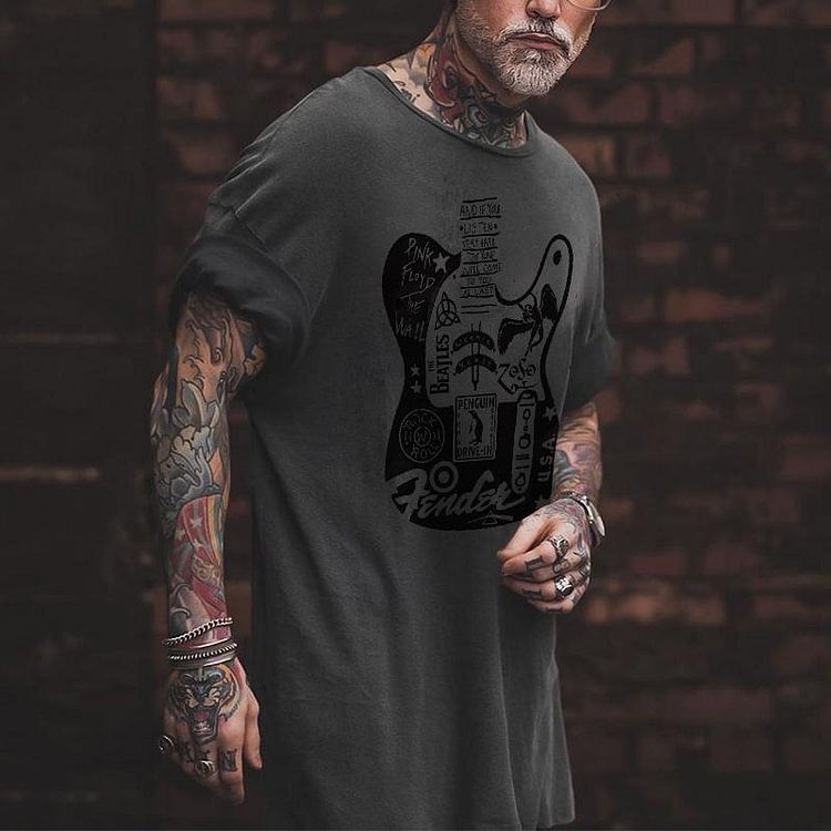 Designer Rock Guitar Print T-Shirts