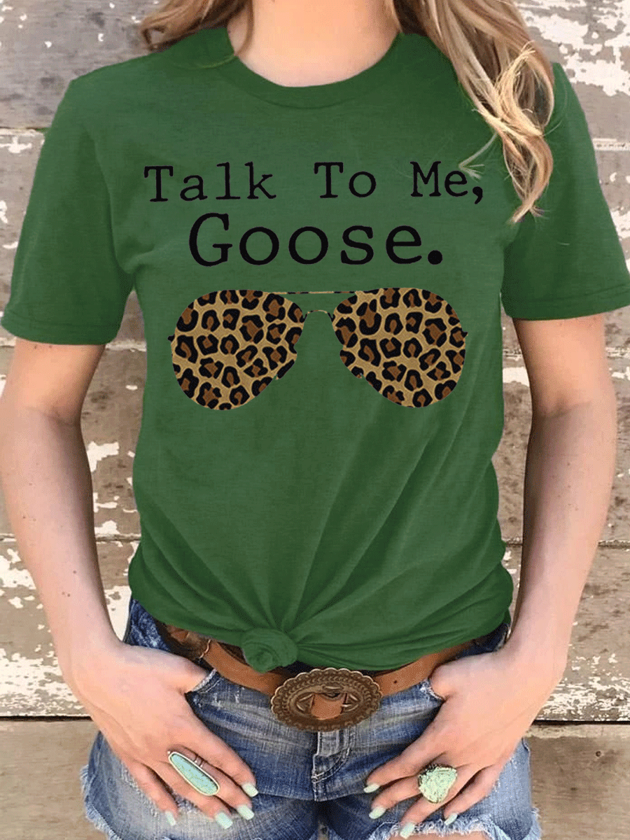 Talk To Me Goose Sunglasses Leopard Print T-shirt
