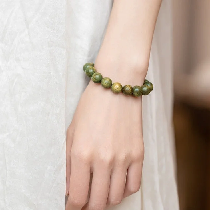 Green Sandalwood Buddha Beads Rosary Bracelet