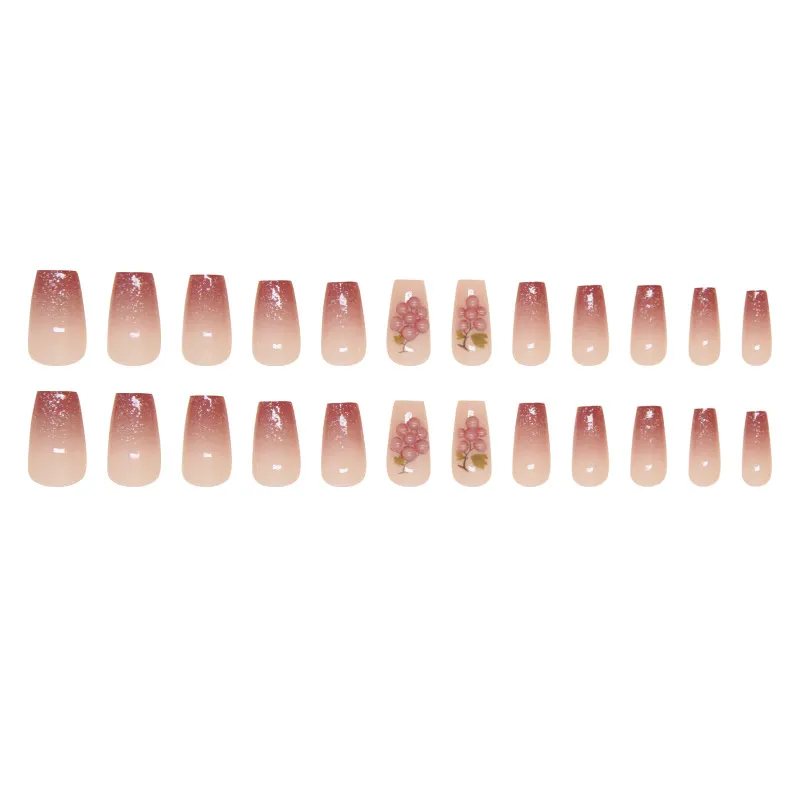 Churchf Churchf Nail Patch Fresh Removable Nail 3D Stereo Grape Wear Armor French Fine Flash Beauty Nail Piece Diamond Style