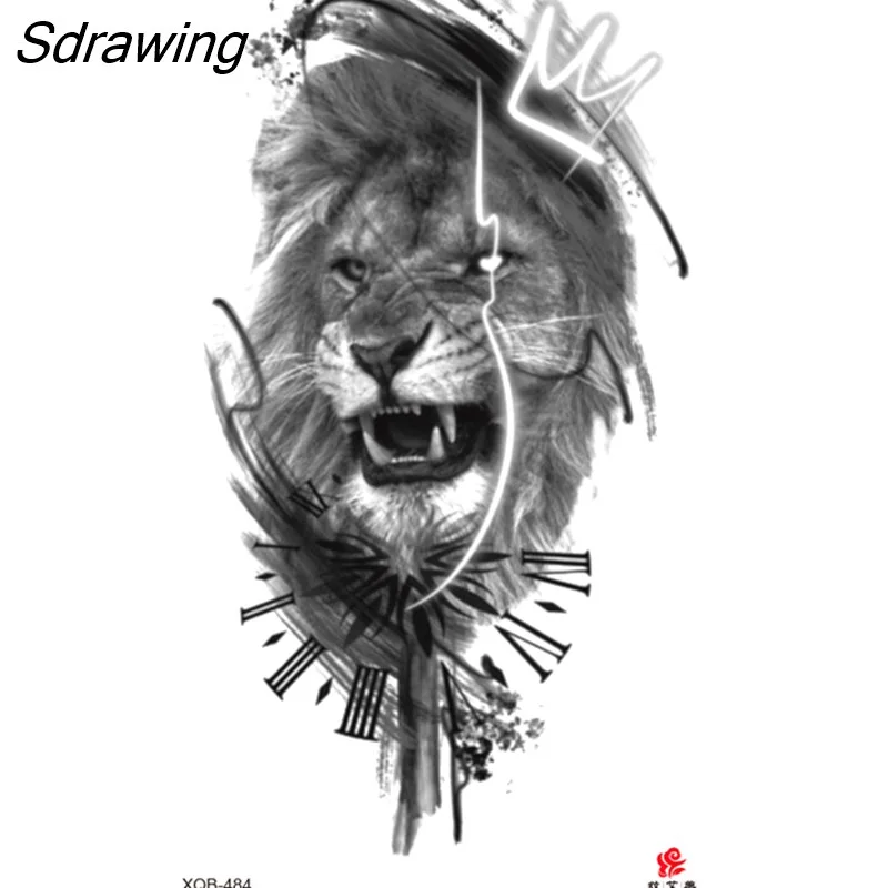Sdrawing Waterproof Lasting Temporary Tattoo Flower Arm Tattoo Stickers Dark Hot Girl Snake Tiger Lion Fake Tattoo for Women Gifts 328-0