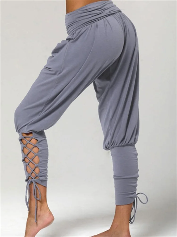 Laced Pleated Comfy Soft Yoga Pants