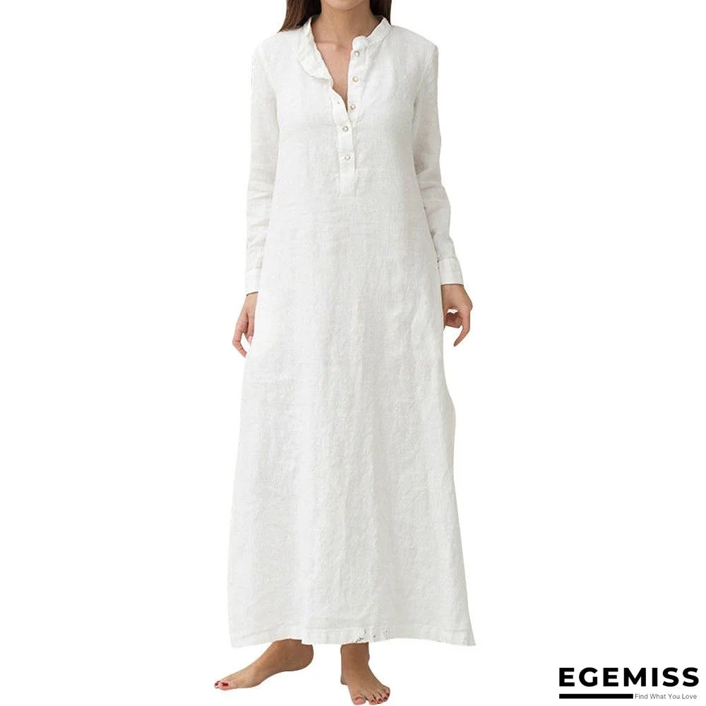 Ladies' Casual and Loose Retro Dress Linen | EGEMISS