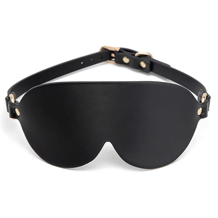 【Free Gift】Bdsm Leather Blindfold With Adjustable Eye Mask For Couples Role Play By Rose Toy