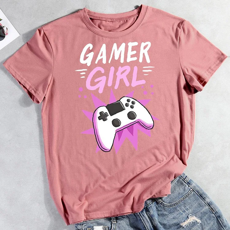 Gamer Girl Round Neck T-shirt