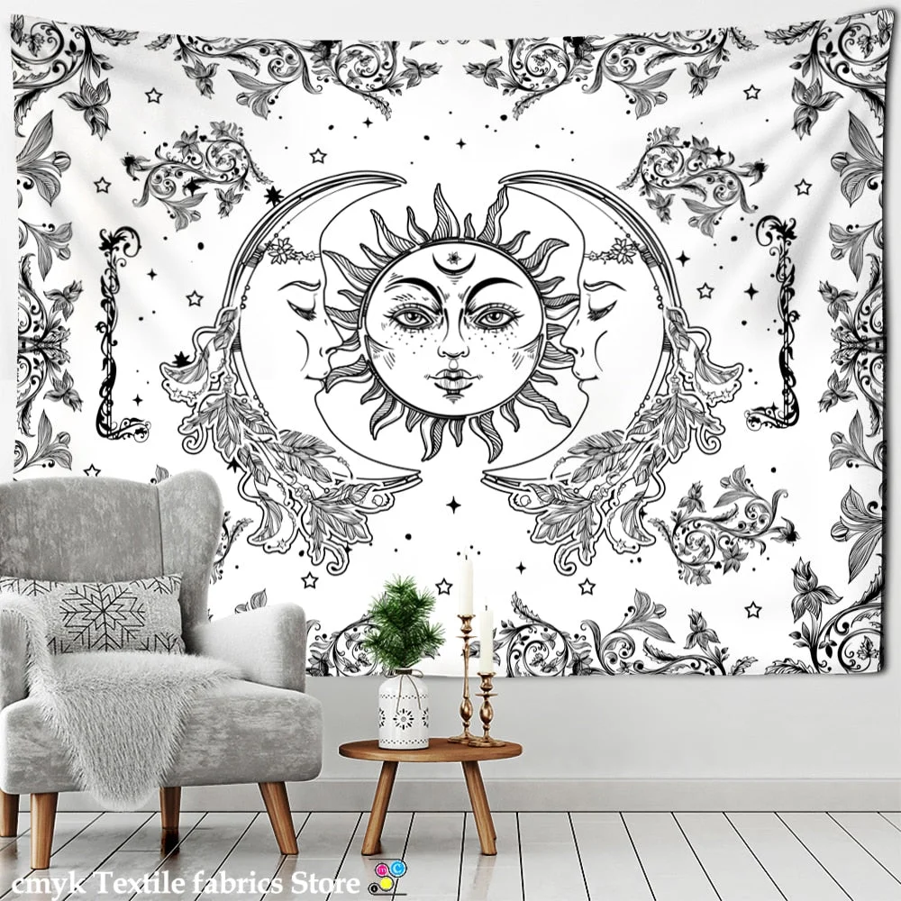 Colorful Sun Moon Tapestry Universe Psychedelic Witchcraft Hippie Tapiz Wall Hanging Room Home Decor