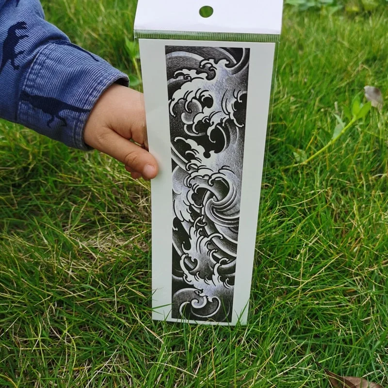 Waterproof Flower Arm Temporary Tattoo Sticker Chinese Wind Arm Ring Wave Art Dec Fake Tattoo Men Women Foot Ring Tattoo Sticker