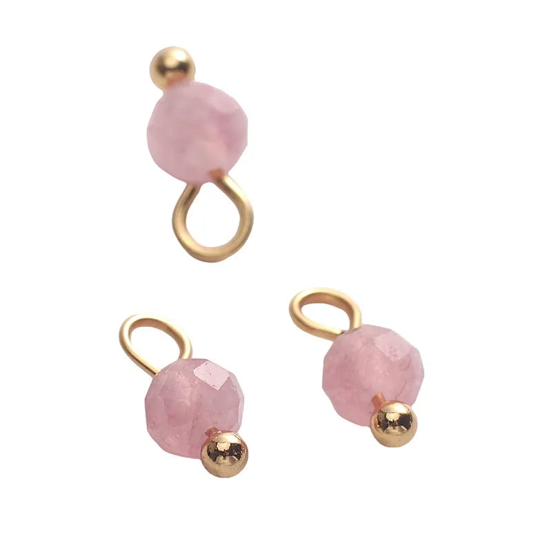 5 PCS/Package Diameter 3mm Diameter 4mm Hole 1~1.9mm Alloy Natural Stone Geometric Pendant Jewelry Accessories