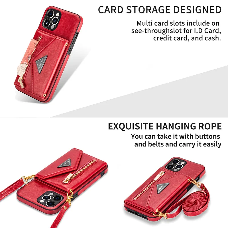 Suitable For iPhone13/14 Multifunctional Zipper Wallet Mobile Phone Case