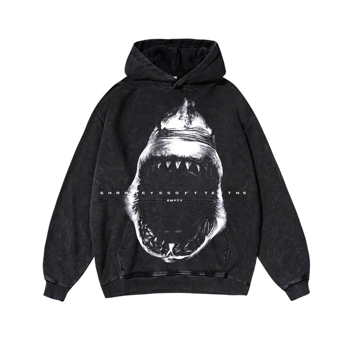 Shark Letter Print Washed Hoodie