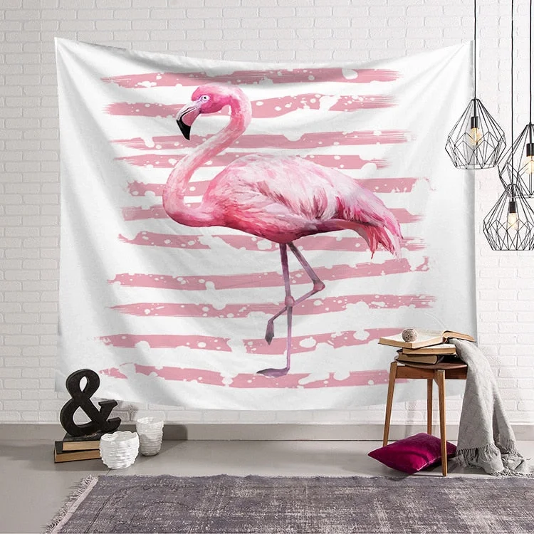 Flamingo Tapestry Pink Girl Heart Bedroom Decoration Fabric Wall Background Background Fabric Home Furnishing Fabric