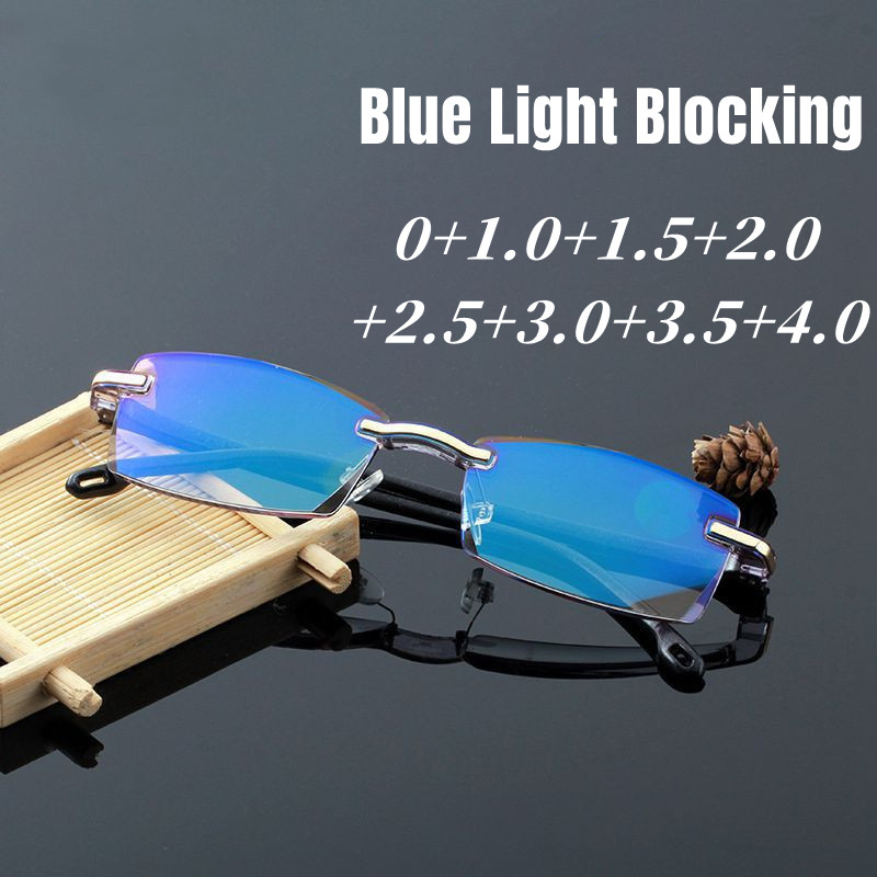 Classic Rimless Reading Glasses Vintage Men Women Anti Blue Light ...