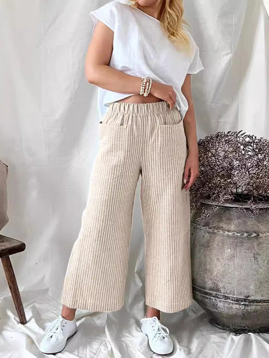Women's Cotton and Linen Casual Straight Pants