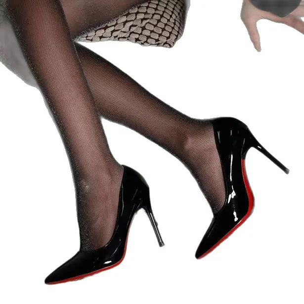 Breakj Breakj Bed Cannon Shoes Women's Fine Heel 2025 Spring And Autumn 2025 New Black Red-Soled 10 Cm Large-Size Tip Single Shoes