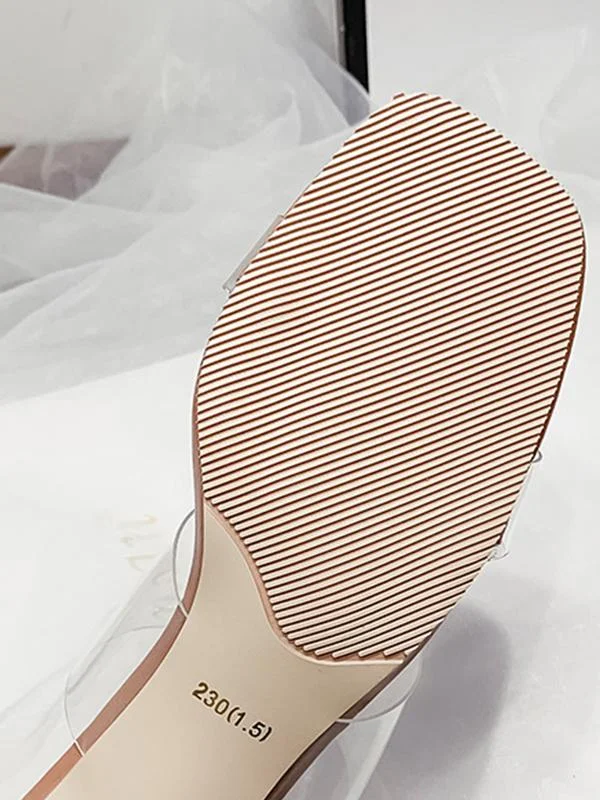 Crystal high heels with thick heel sandals and slippers