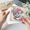 (US Local)6Pcs Cats Dogs DIY Diamond Painting Greeting Card Kit with Envelope for Friend