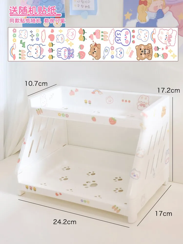 Nigikala Kawaii Desk Organizer Cat Paw Ins Desktop Storage Rack Double ...