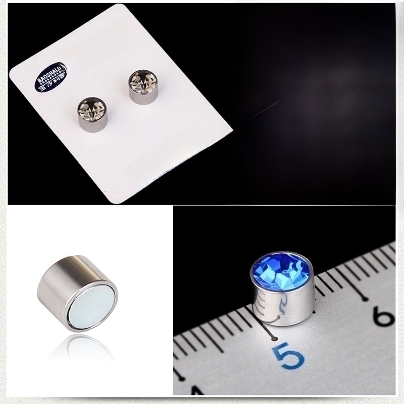 New Color Diamond Titanium Steel Magnetic Stud Earrings