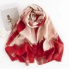Gradient Cyan Red Tie-dyed Shawl Scarf