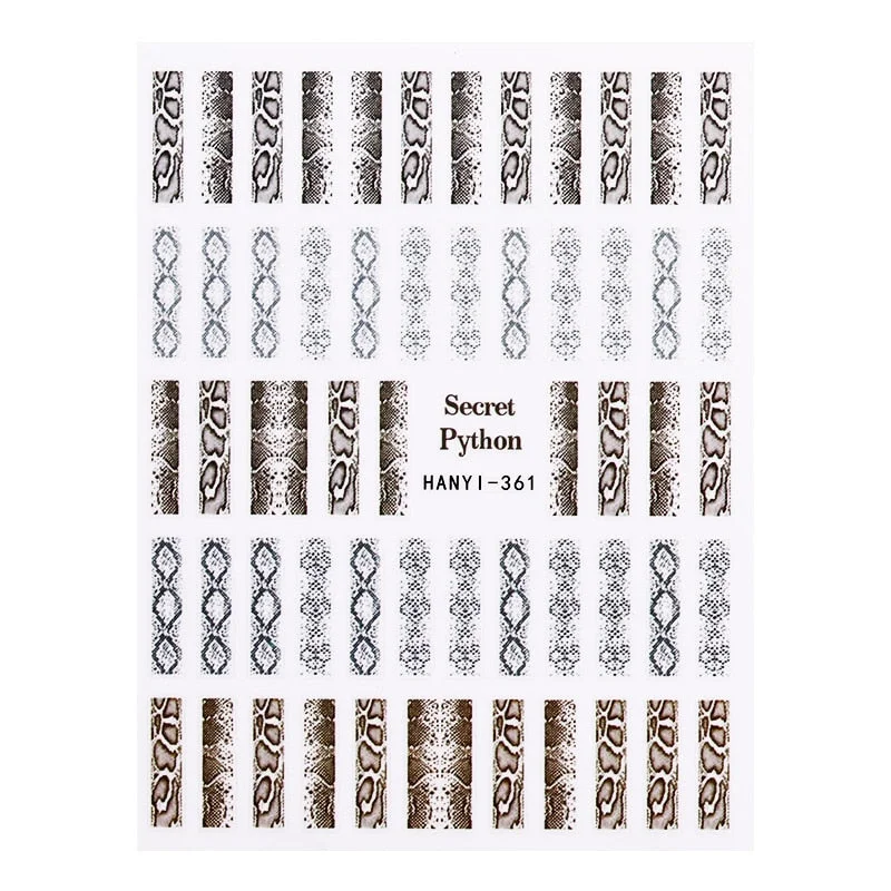 1 Sheet 3D Nail Stickers Black Geometric Flower Letter Patterns Adhesive Transfer Decals Nail Art DIY Design Decoration-Nail Inspo