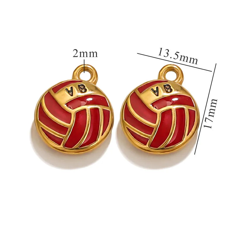 1 Piece 13.5*17mm 304 Stainless Steel Volleyball Baseball Football Pendant Jewelry Accessories