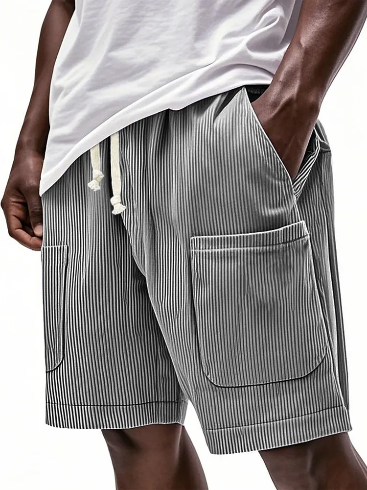 Men's Stylish Multi-pocket Corduroy Lace-up Loose Vacation Casual Shorts-Customized products