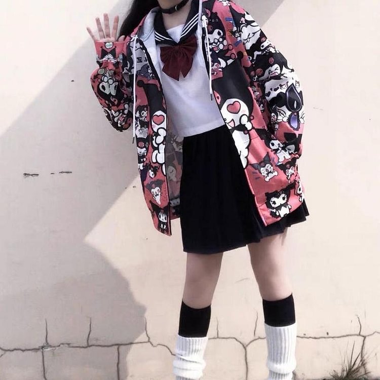 Sanrio Kawaii Kuromi Printed Jacket Coat weebmemes