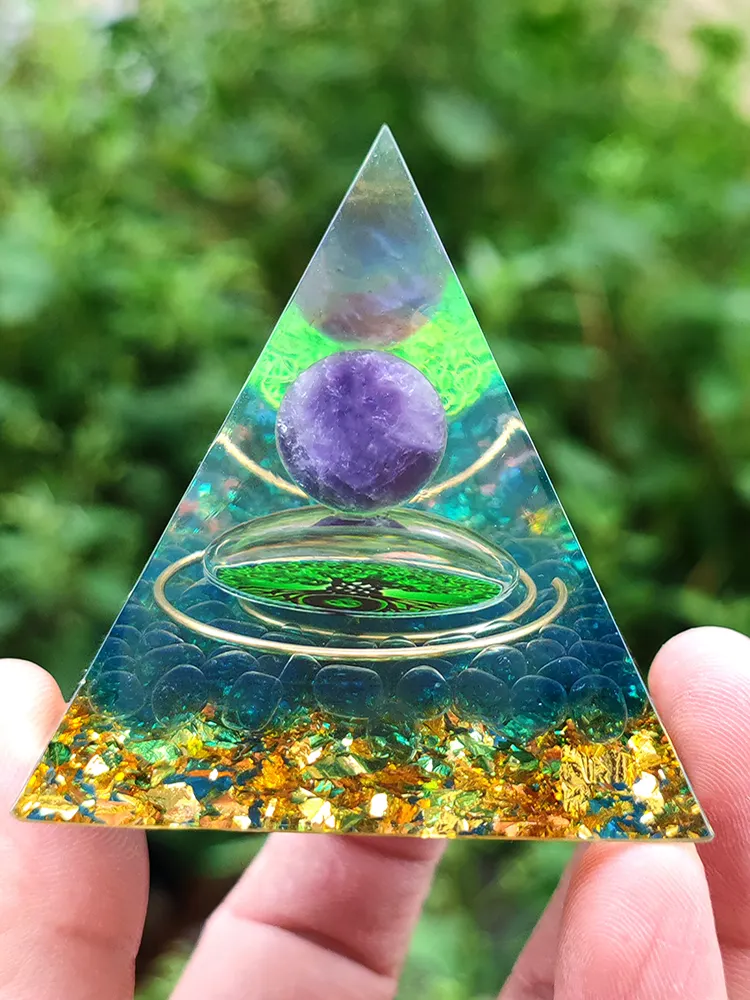 5cm Natural Stone Orgonite Pyramid Healing Crystals Orgone Energy Generator