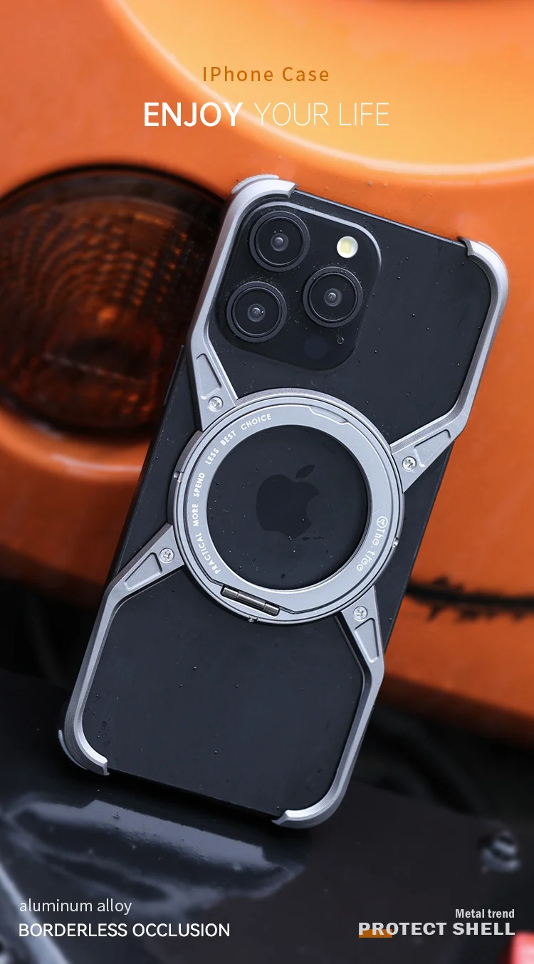 Suitable for iPhone 15 series frameless hollow aluminum alloy mobile phone case