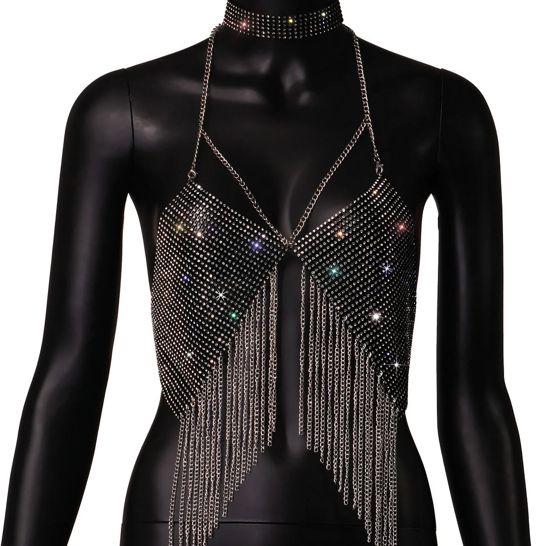 Uveng Uveng Type Sequins Slim Short Money Inside The Sling Type Anti-Light Black Small Vest DYJ2048