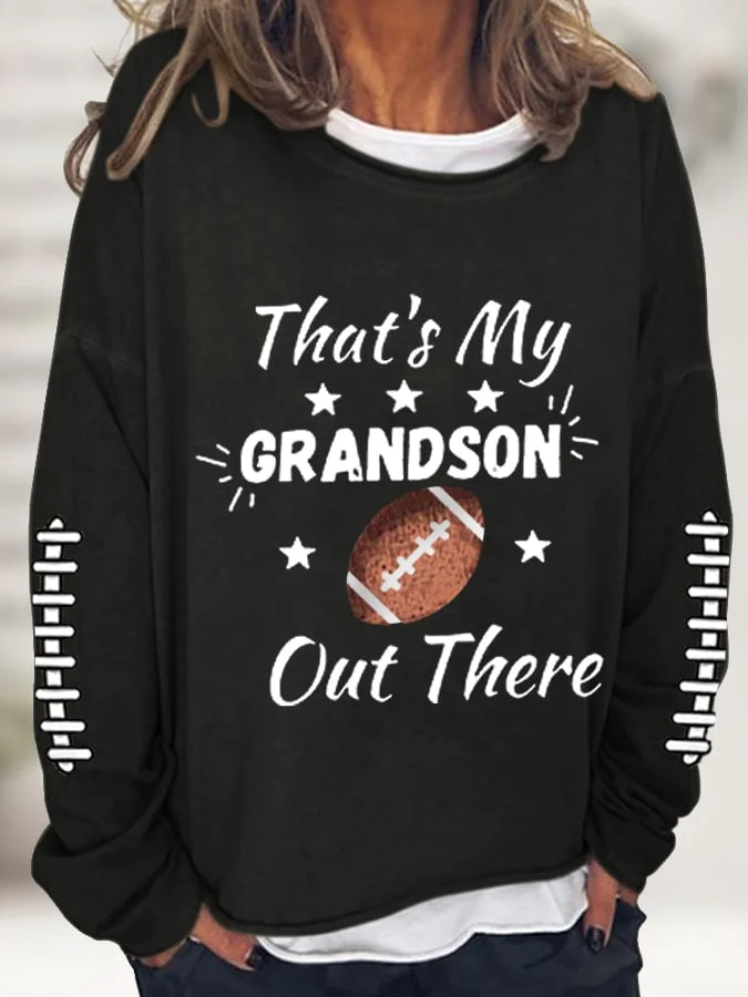 Women's That's My Grandson Out There Football Grandma Casual Long-Sleeve T-Shirt socialshop