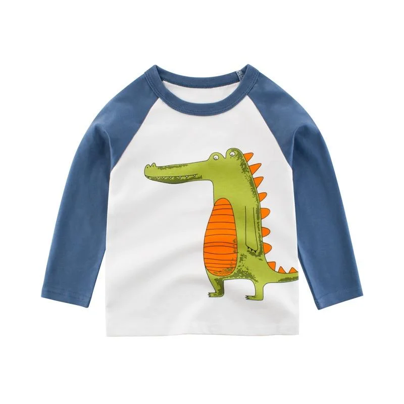 2021 Kids Solid Cotton Long Sleeve T-shirts Tops Boys Girls Cute Animal Print Tees 2 3 4 5 6 7 8 Years Children Sweatshirts