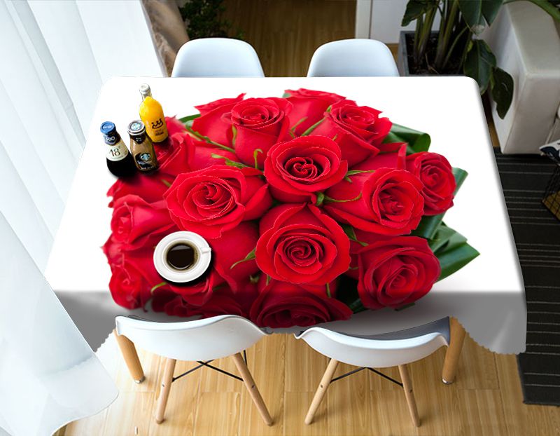 

Blooming Pink Rose - 3D Tablecloth, 140*140cm, 501 Original