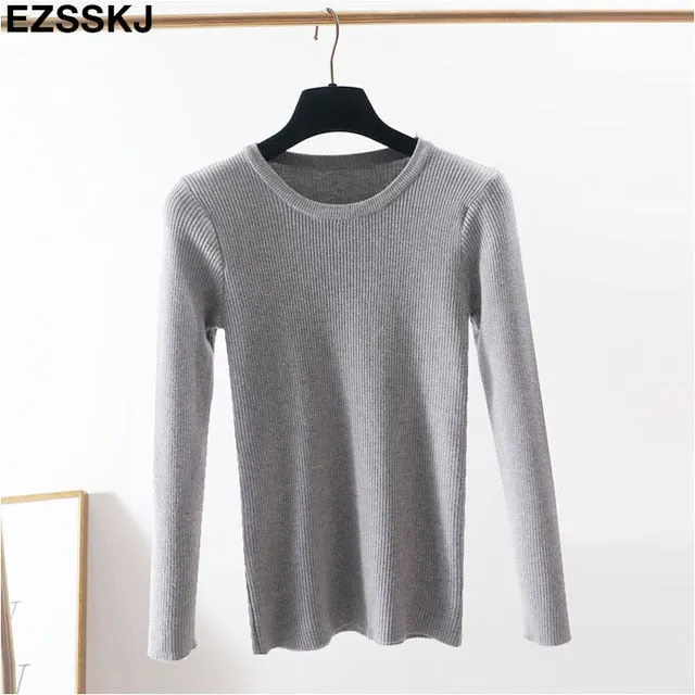 winter clothes Knitted woman sweaters Pullovers spring Autumn Basic women's jumper Slim women's sweater cheap pull long sleeve