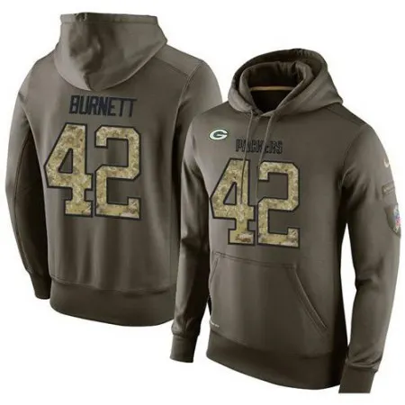 NFL Men's  Green Bay Packers #42 Morgan Burnett Stitched Green Olive Salute To Service KO Performance Hoodie